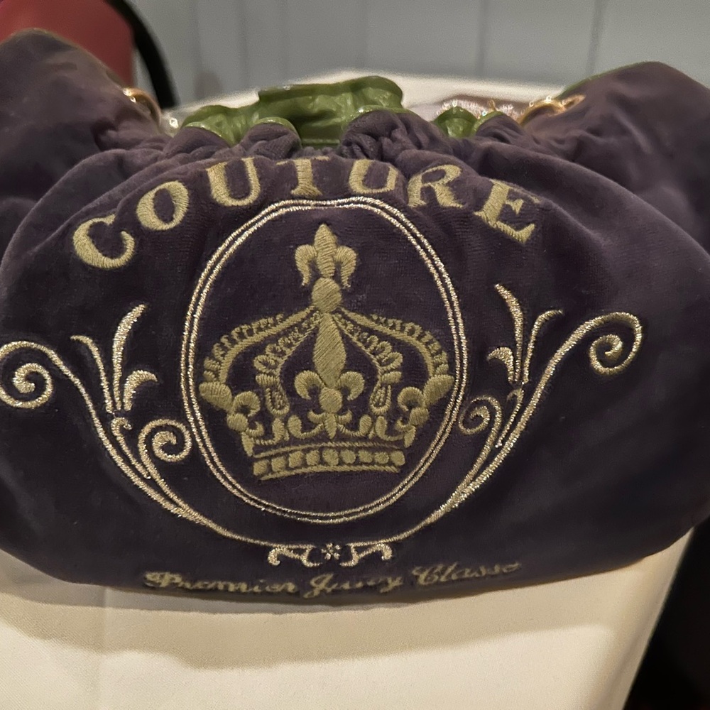 Juicy Couture Velvet Navy and Olive Shoulder Bag - Picture 10 of 12